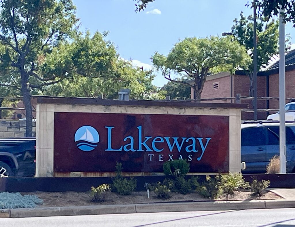 City of Lakeway entrance sign at Lohmans Crossing